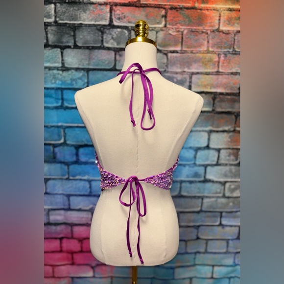 NWT Thirty Thirty Purple and Pink Sequin Halter Top - Picture 3 of 3